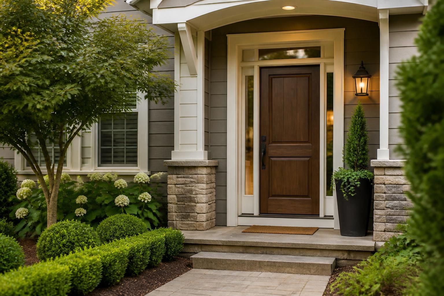 Well-maintained home exterior with a secure front entry.