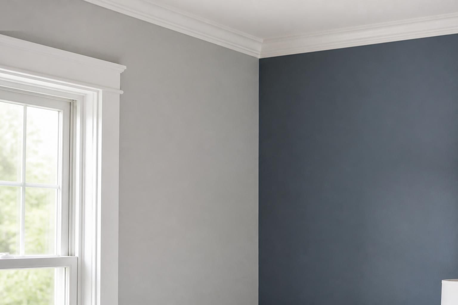 Freshly painted interior walls with crisp, clean edges.